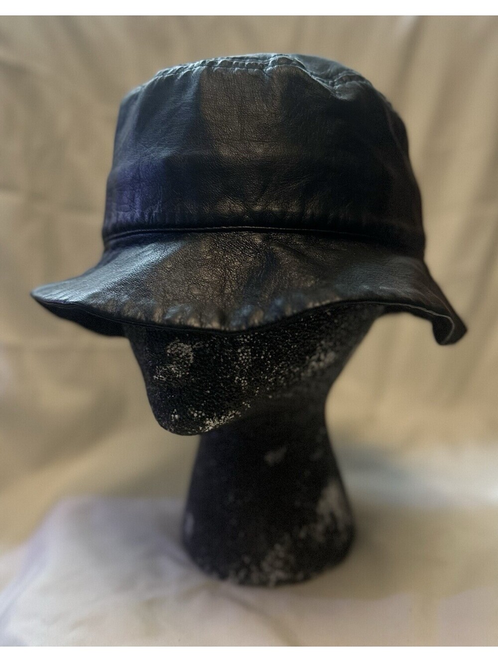 Vintage Wilsons Leather Pelle Studio Bucket Hat Medium Black Y2K Streetwear 90s